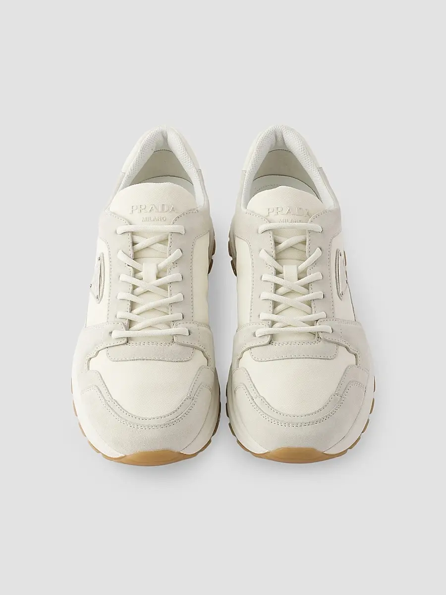 Prada Men's Prax Suede and Re-Nylon Sneakers - Off White | Thumbnail 4 Prada Men's Prax Suede and Re-Nylon Sneakers - Off White | Thumbnail 4