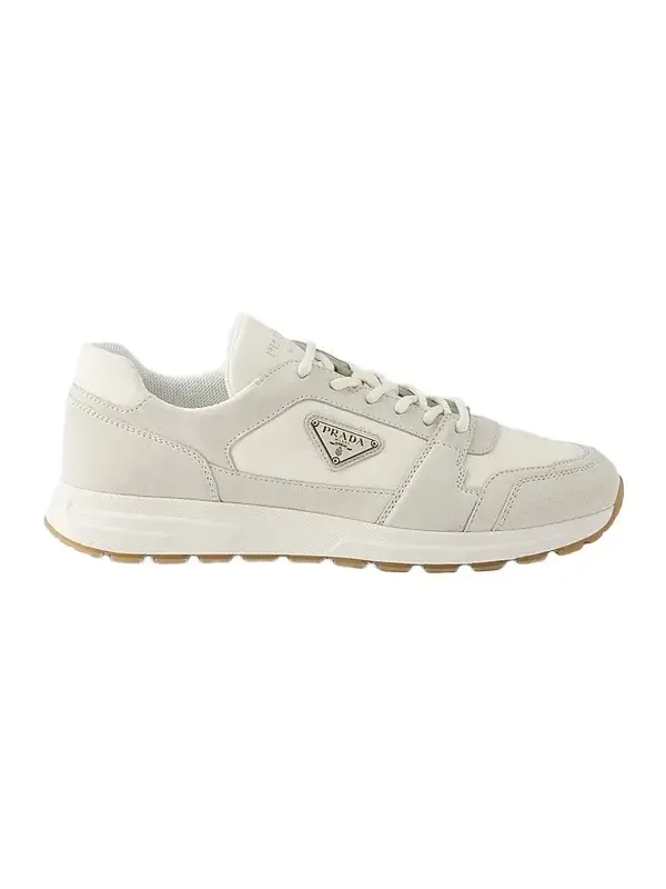 Prada Men's Prax Suede and Re-Nylon Sneakers - Off White