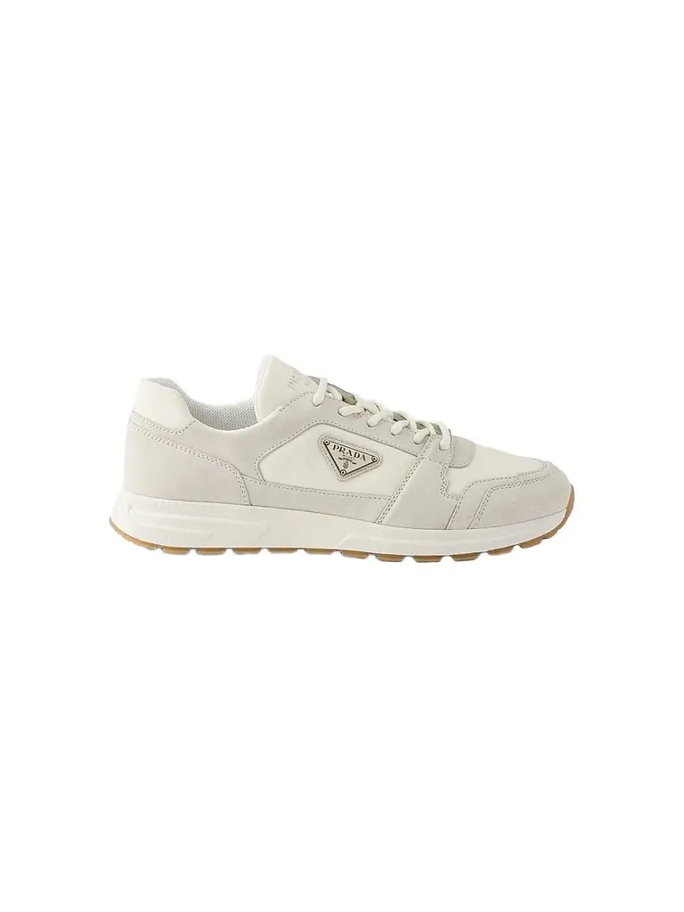 Prada Men's Prax Suede and Re-Nylon Sneakers - Off White | Image 1 Prada Men's Prax Suede and Re-Nylon Sneakers - Off White | Image 1