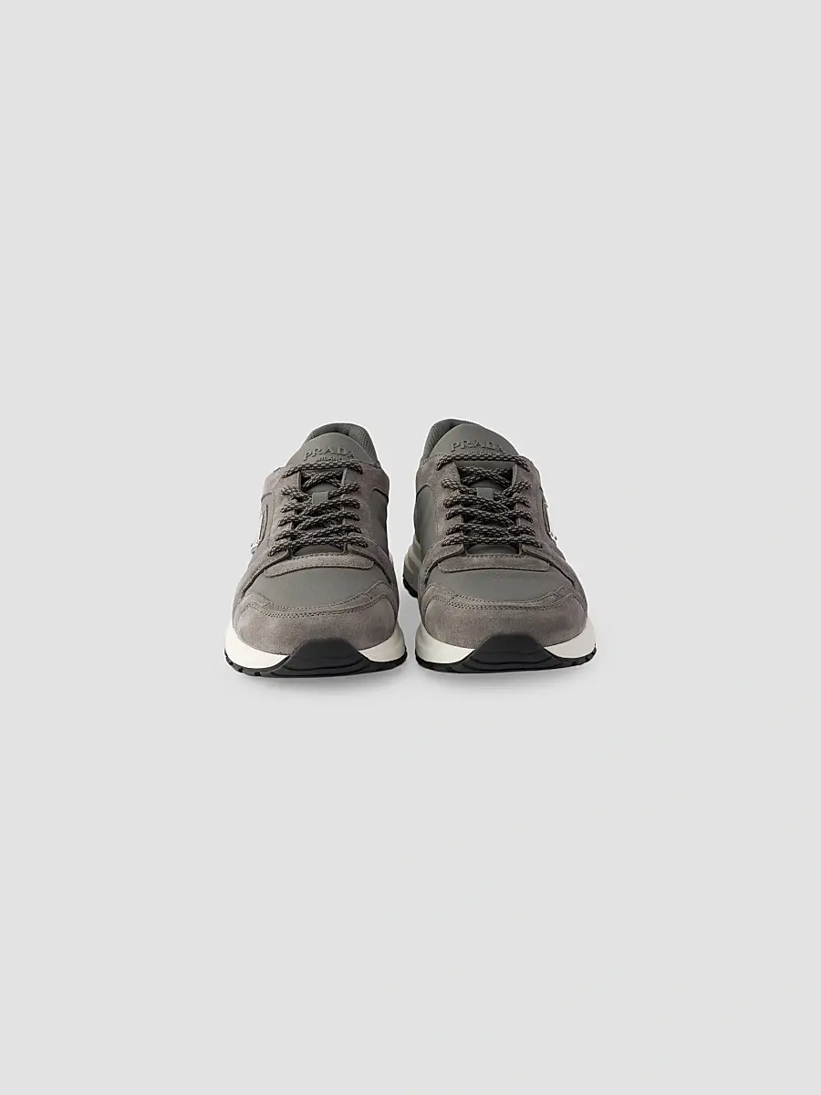 Prada Men's Prax Suede and Re-Nylon Sneakers - Grey | Thumbnail 3 Prada Men's Prax Suede and Re-Nylon Sneakers - Grey | Thumbnail 3