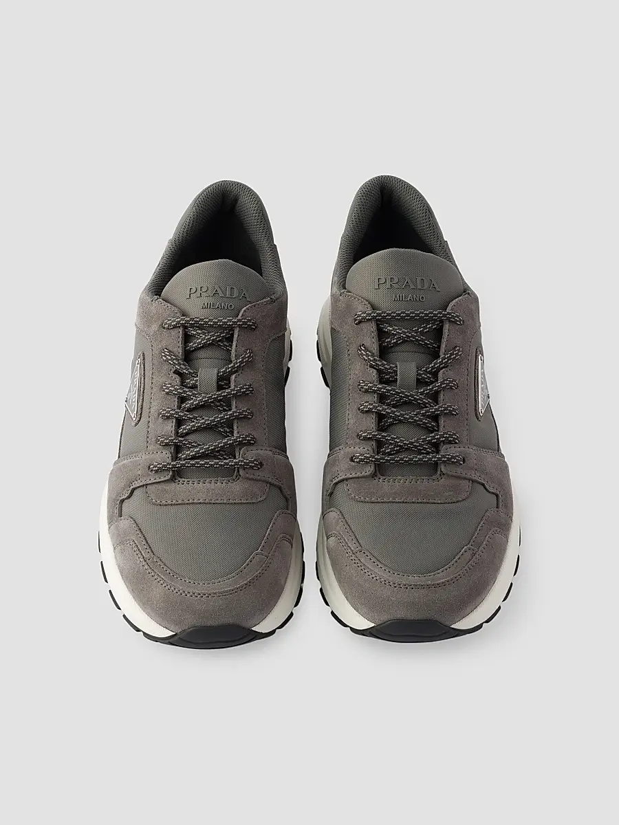 Prada Men's Prax Suede and Re-Nylon Sneakers - Grey | Thumbnail 4 Prada Men's Prax Suede and Re-Nylon Sneakers - Grey | Thumbnail 4