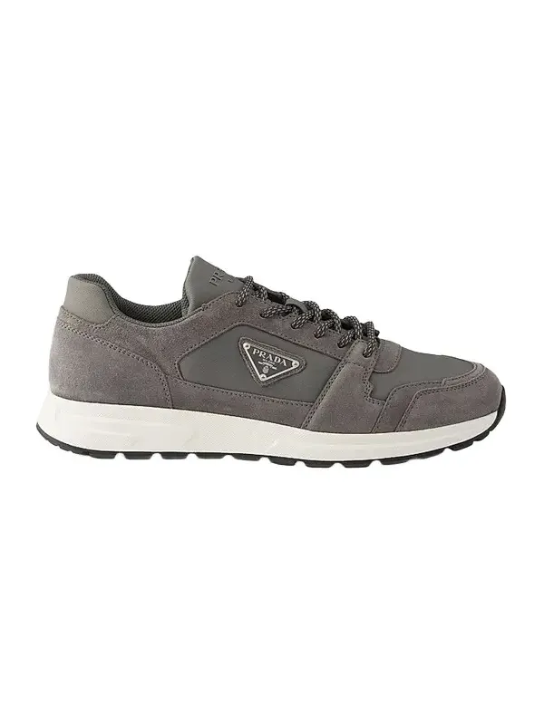 Prada Men's Prax Suede and Re-Nylon Sneakers - Grey