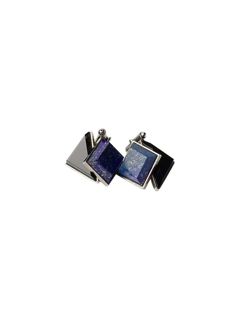 Prada Men's Metal and Semi-Precious Stone Cufflinks - Blue | Image 1 Prada Men's Metal and Semi-Precious Stone Cufflinks - Blue | Image 1