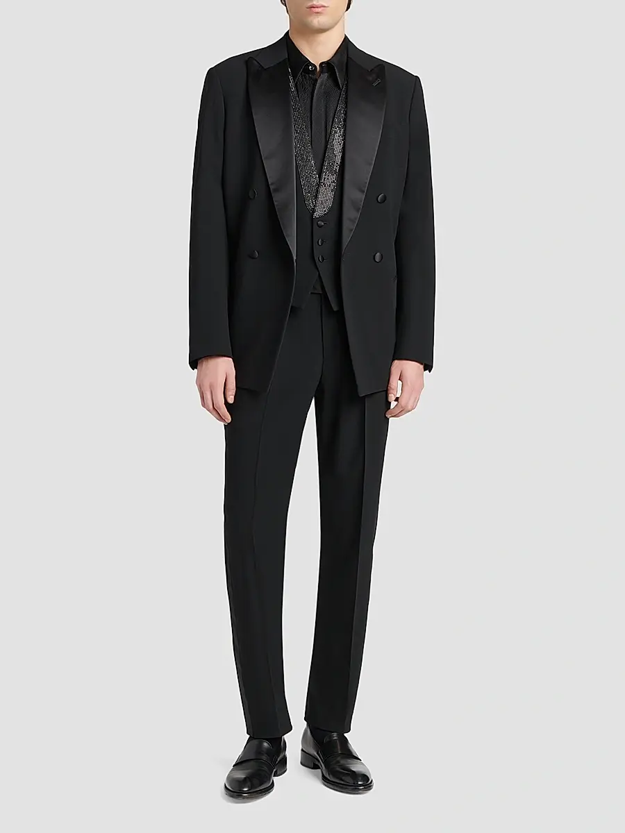 Giorgio Armani Men's Crystal-Embellished Wool-Blend Vest | Thumbnail 2 Giorgio Armani Men's Crystal-Embellished Wool-Blend Vest | Thumbnail 2
