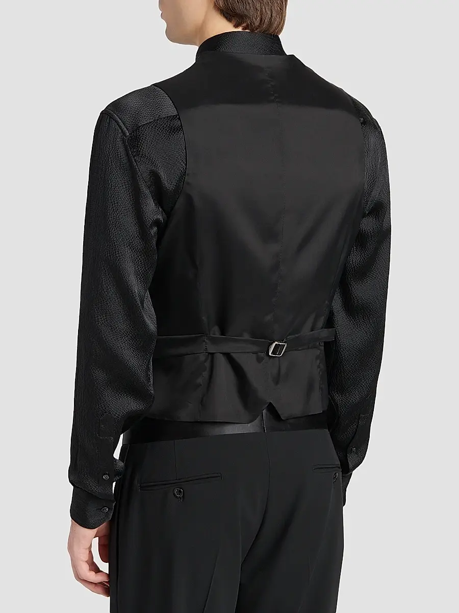 Giorgio Armani Men's Crystal-Embellished Wool-Blend Vest | Thumbnail 3 Giorgio Armani Men's Crystal-Embellished Wool-Blend Vest | Thumbnail 3