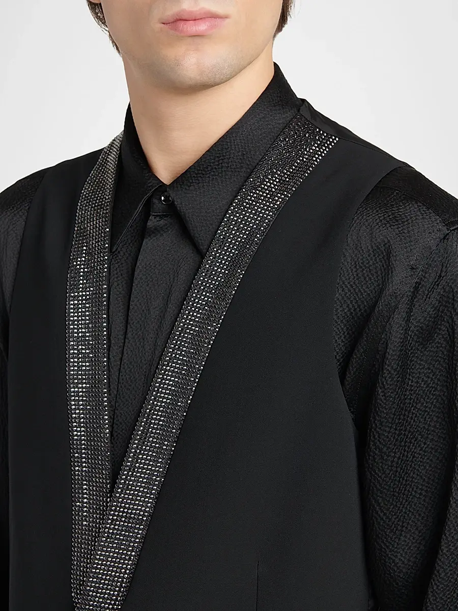 Giorgio Armani Men's Crystal-Embellished Wool-Blend Vest | Thumbnail 5 Giorgio Armani Men's Crystal-Embellished Wool-Blend Vest | Thumbnail 5