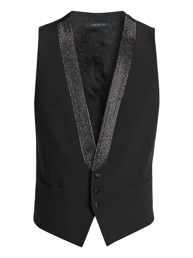 Men's Crystal-Embellished Wool-Blend Vest Men's Crystal-Embellished Wool-Blend Vest