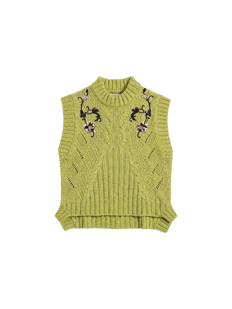 La DoubleJ Women's Cameo Vest Embroidered - Solid Light Green | Image 1 La DoubleJ Women's Cameo Vest Embroidered - Solid Light Green | Image 1