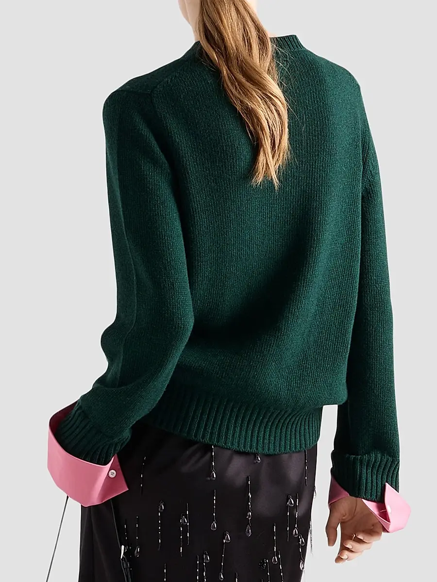 Prada Women's Wool and Cashmere Crew-Neck Sweater | Thumbnail 5 Prada Women's Wool and Cashmere Crew-Neck Sweater | Thumbnail 5