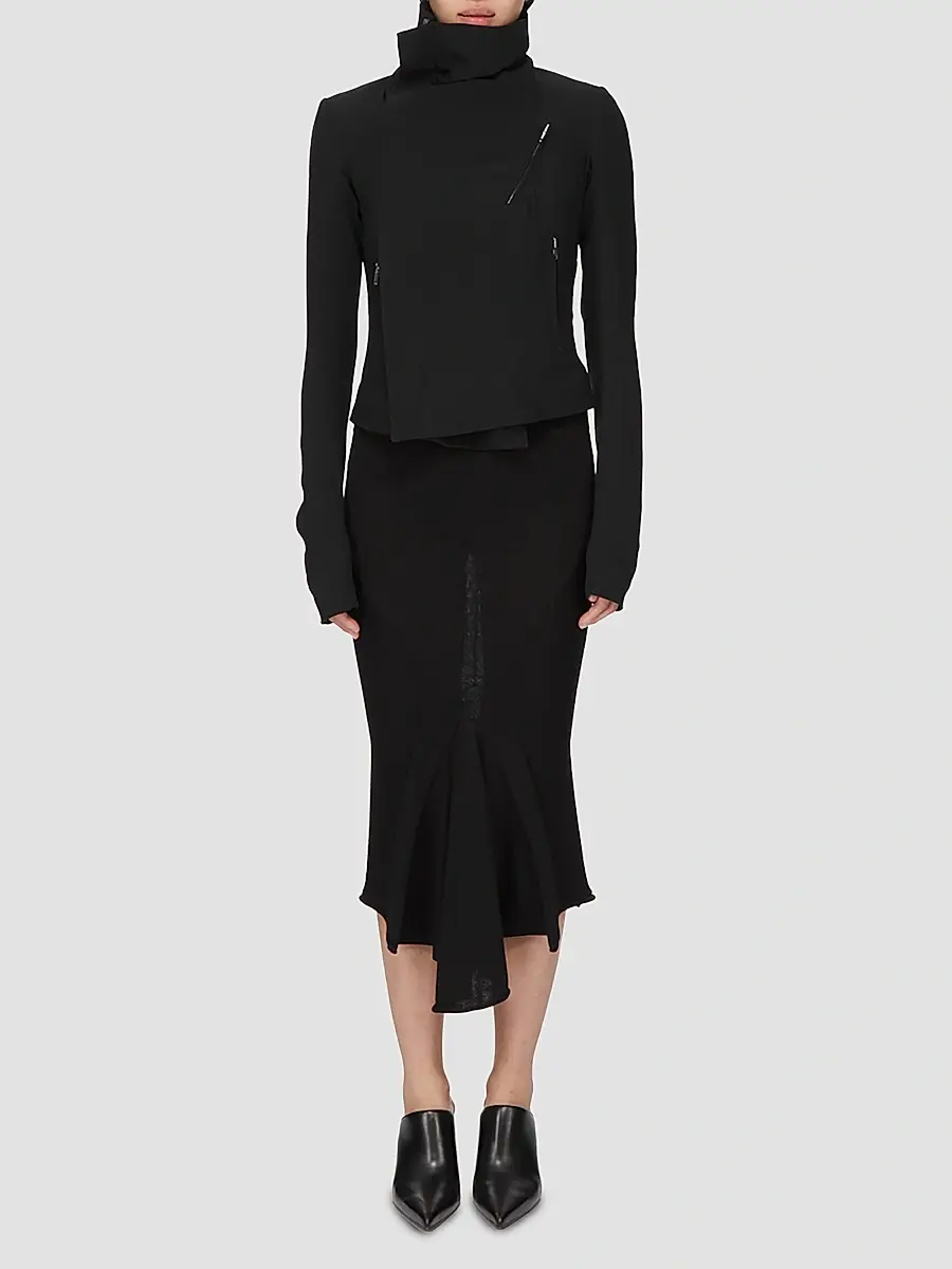 Rick Owens Women's Asymmetric High-Waisted Midi-Skirt | Thumbnail 2 Rick Owens Women's Asymmetric High-Waisted Midi-Skirt | Thumbnail 2
