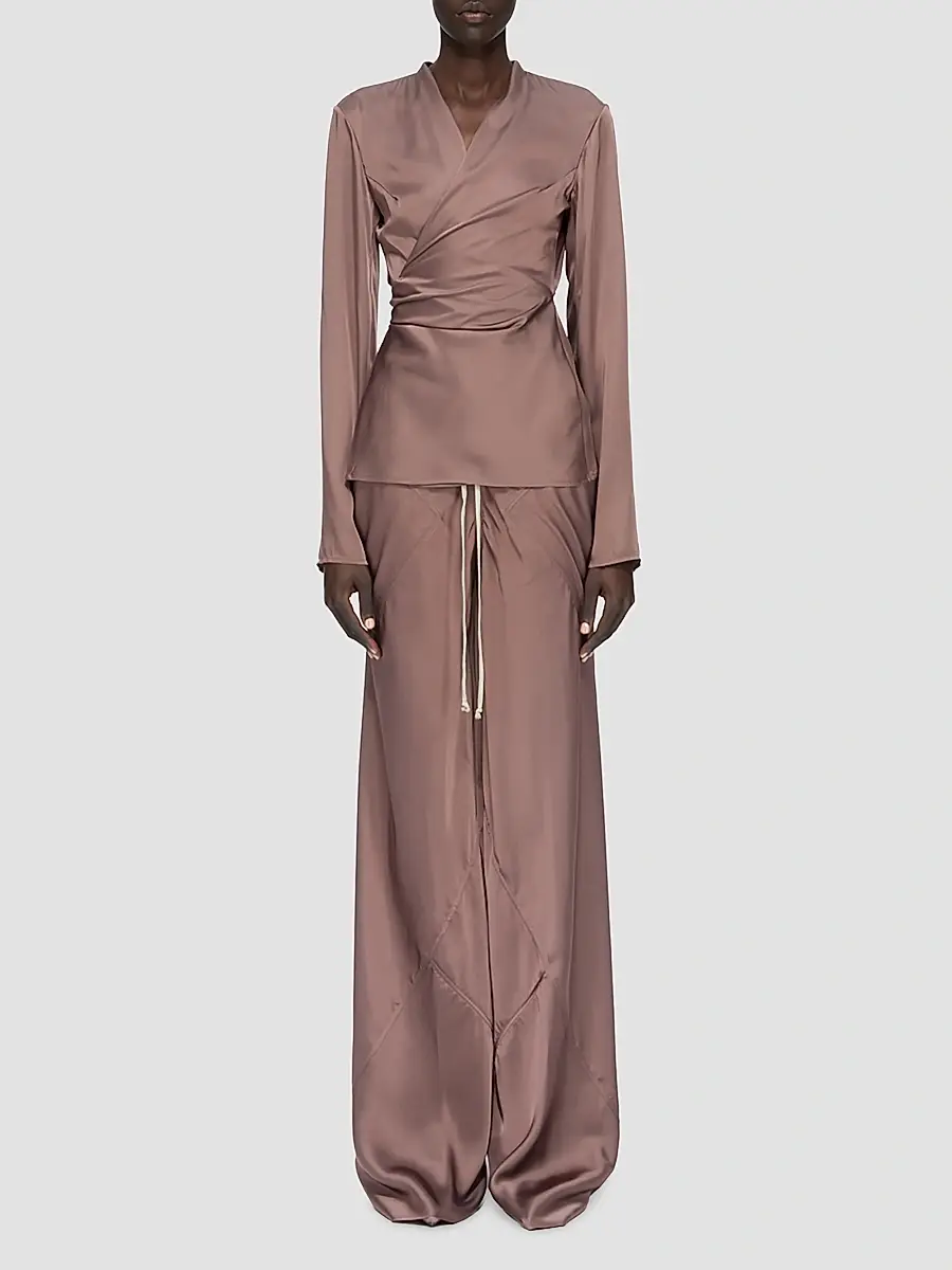 Rick Owens Women's Laura Satin Wrap T-Shirt | Thumbnail 2 Rick Owens Women's Laura Satin Wrap T-Shirt | Thumbnail 2