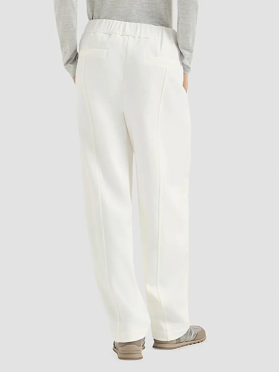 Brunello Cucinelli Women's Cotton Smooth French Terry Pleated Track Trousers | Thumbnail 3 Brunello Cucinelli Women's Cotton Smooth French Terry Pleated Track Trousers | Thumbnail 3