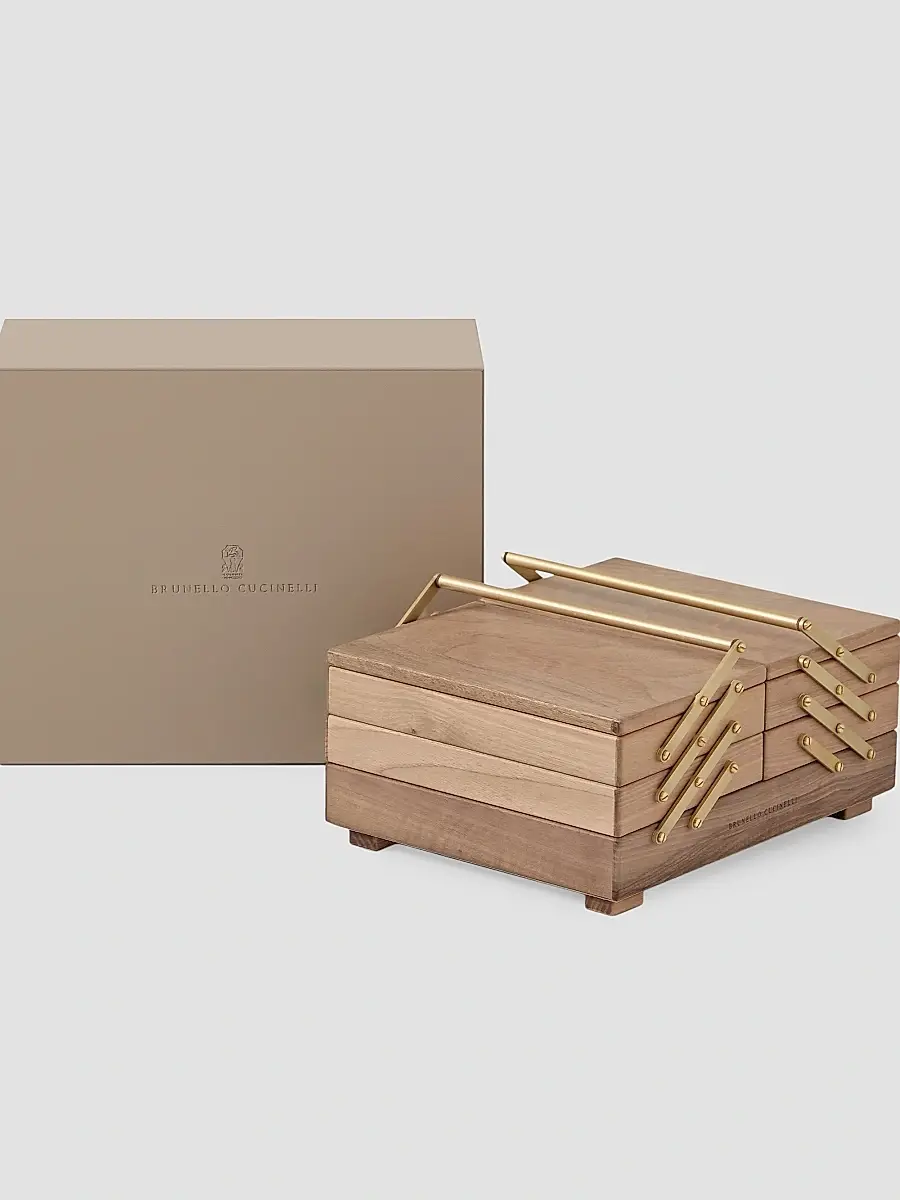 Brunello Cucinelli Walnut Wood, Krion and Brass Mahjong Set | Thumbnail 4
