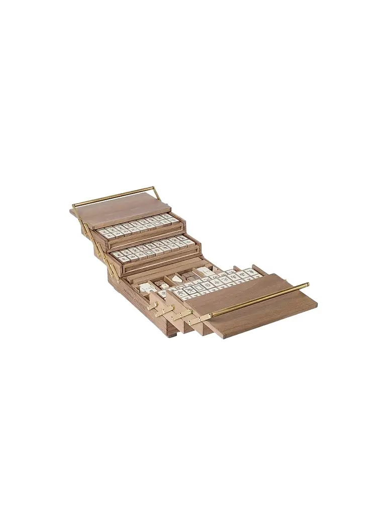 Brunello Cucinelli Walnut Wood, Krion and Brass Mahjong Set