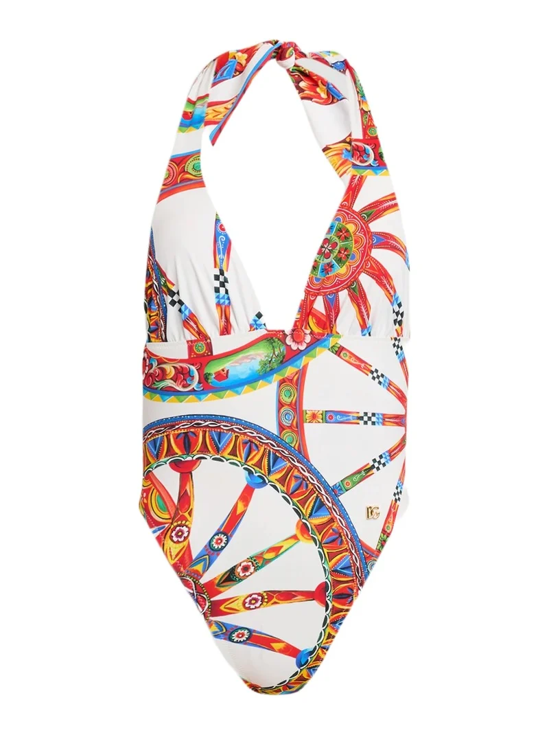 Dolce & Gabbana Women's St. Carretto Halter One-Piece Swimsuit