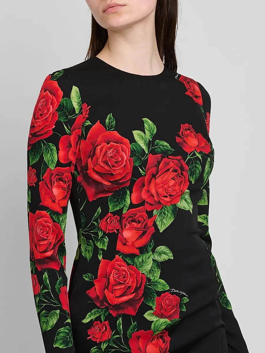 Dolce & Gabbana Women's Floral Stretch-Silk Crewneck Minidress | Thumbnail 5 Dolce & Gabbana Women's Floral Stretch-Silk Crewneck Minidress | Thumbnail 5