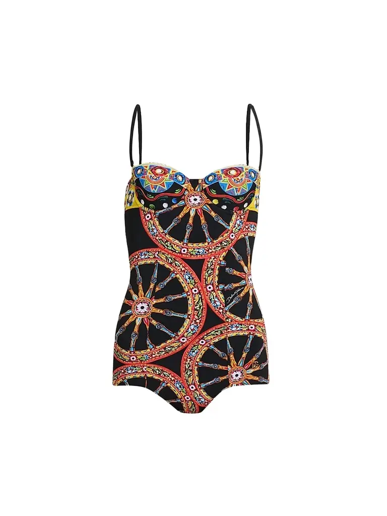 Dolce & Gabbana Women's St. Carretto Retro One-Piece Swimsuit - Carretto | Image 1 Dolce & Gabbana Women's St. Carretto Retro One-Piece Swimsuit - Carretto | Image 1