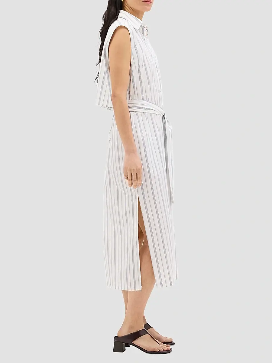Another Tomorrow Women's Sleeveless Pleat Back Tie Dress | Thumbnail 3 Another Tomorrow Women's Sleeveless Pleat Back Tie Dress | Thumbnail 3