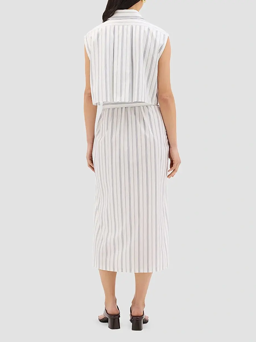Another Tomorrow Women's Sleeveless Pleat Back Tie Dress | Thumbnail 4 Another Tomorrow Women's Sleeveless Pleat Back Tie Dress | Thumbnail 4