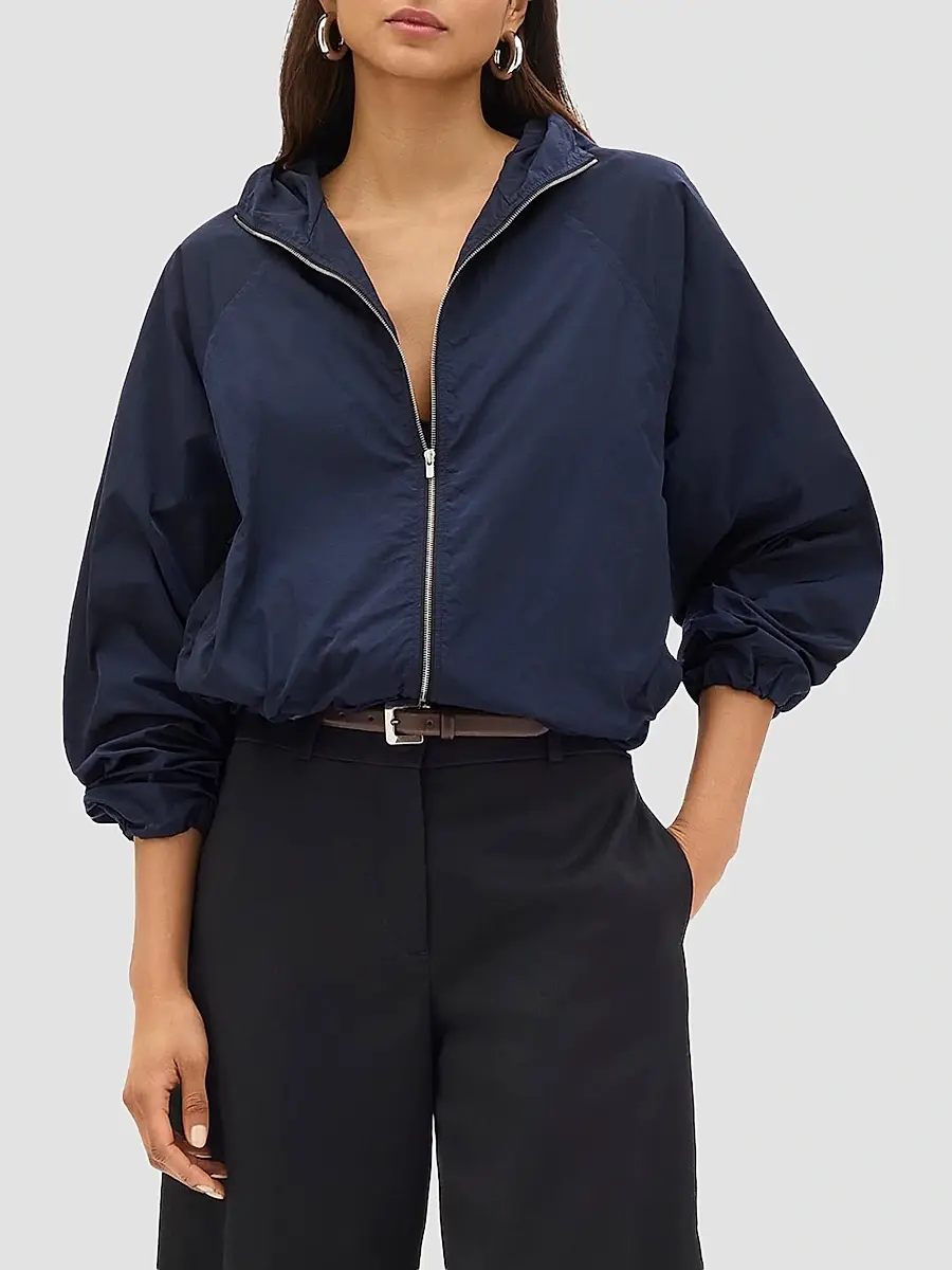 Another Tomorrow Women's Nylon Short Blouson Jacket | Thumbnail 2 Another Tomorrow Women's Nylon Short Blouson Jacket | Thumbnail 2