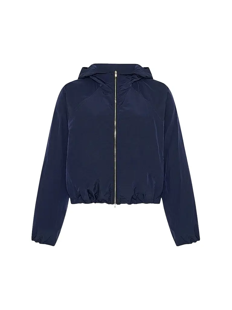 Another Tomorrow Women's Nylon Short Blouson Jacket - Navy | Image 1 Another Tomorrow Women's Nylon Short Blouson Jacket - Navy | Image 1