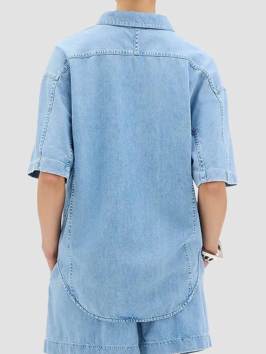 Another Tomorrow Women's Chambray Short Sleeve Shirt | Thumbnail 4 Another Tomorrow Women's Chambray Short Sleeve Shirt | Thumbnail 4
