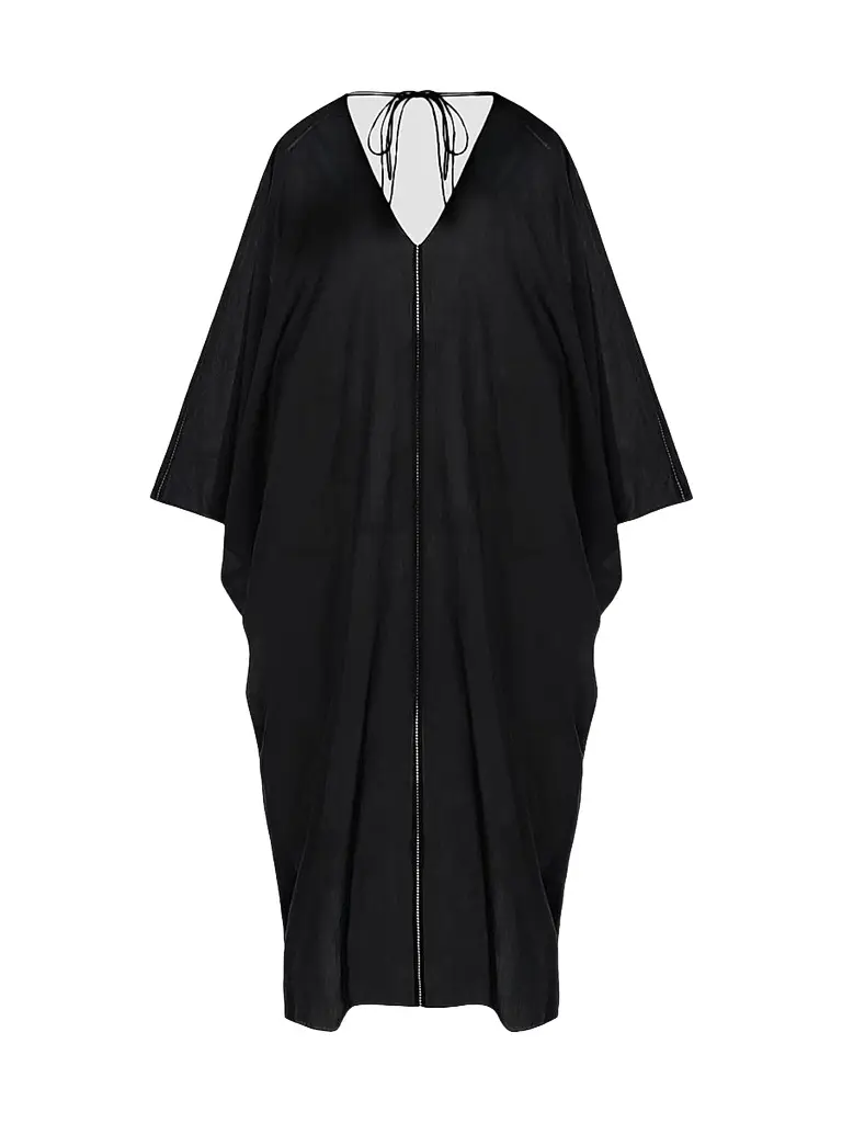 Another Tomorrow Women's Voile Caftan - Black | Image 1 Another Tomorrow Women's Voile Caftan - Black | Image 1