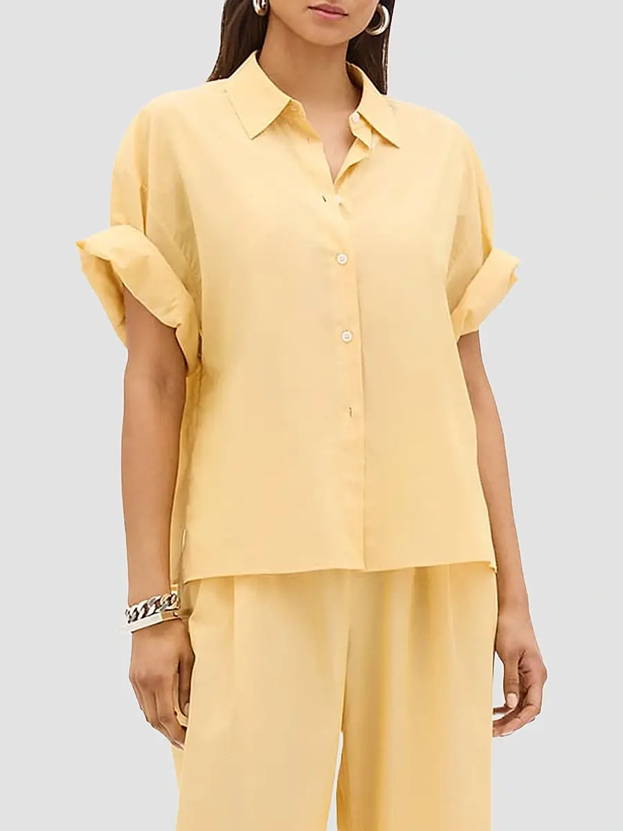 Another Tomorrow Women's Voile Short Sleeve Shirt | Thumbnail 2 Another Tomorrow Women's Voile Short Sleeve Shirt | Thumbnail 2