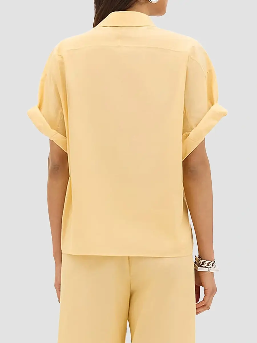 Another Tomorrow Women's Voile Short Sleeve Shirt | Thumbnail 4 Another Tomorrow Women's Voile Short Sleeve Shirt | Thumbnail 4