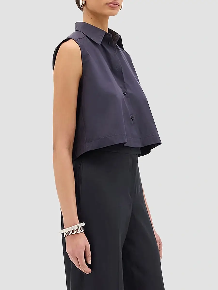 Another Tomorrow Women's Cropped Sleeveless Shirt | Thumbnail 3 Another Tomorrow Women's Cropped Sleeveless Shirt | Thumbnail 3