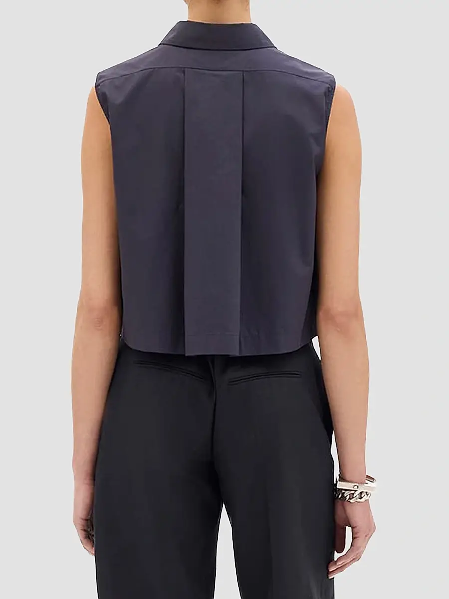 Another Tomorrow Women's Cropped Sleeveless Shirt | Thumbnail 4 Another Tomorrow Women's Cropped Sleeveless Shirt | Thumbnail 4