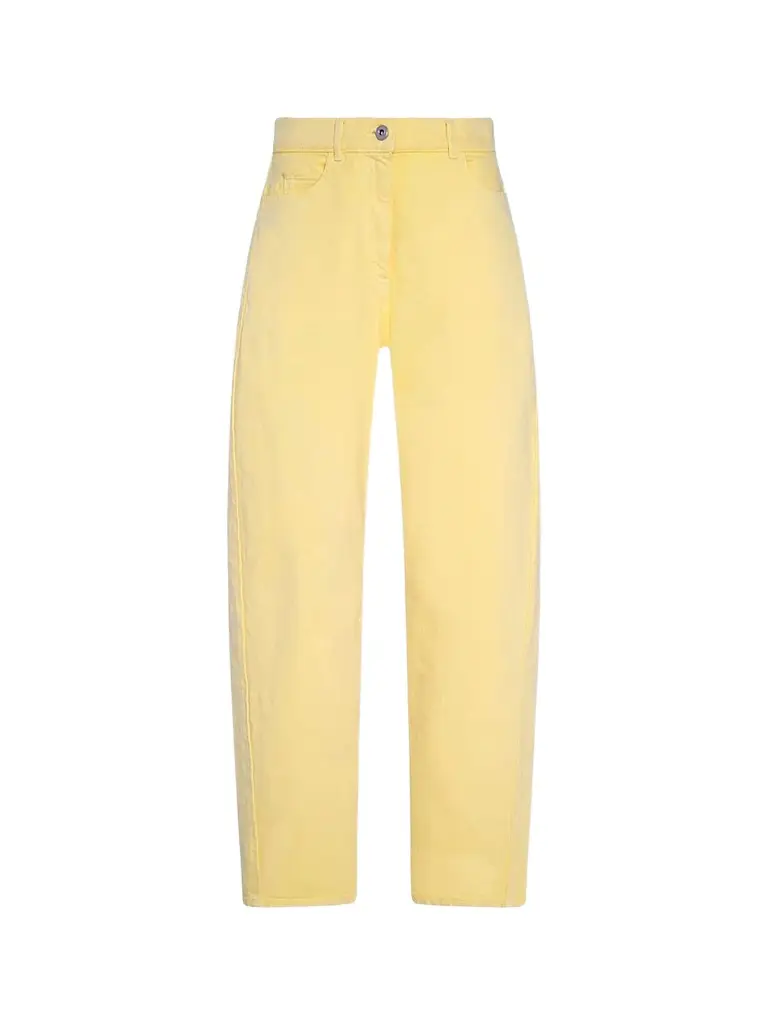 Another Tomorrow Women's Denim Curved Pants - Daffodil | Image 1 Another Tomorrow Women's Denim Curved Pants - Daffodil | Image 1
