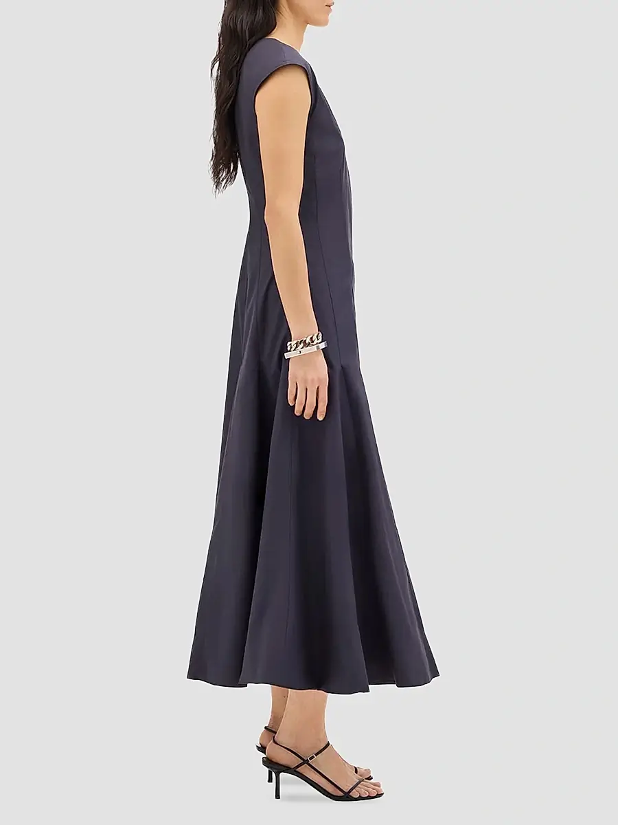 Another Tomorrow Women's V-Neck Day Dress | Thumbnail 3 Another Tomorrow Women's V-Neck Day Dress | Thumbnail 3