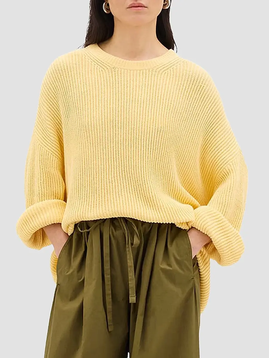 Another Tomorrow Women's Draped Crew Knit | Thumbnail 2