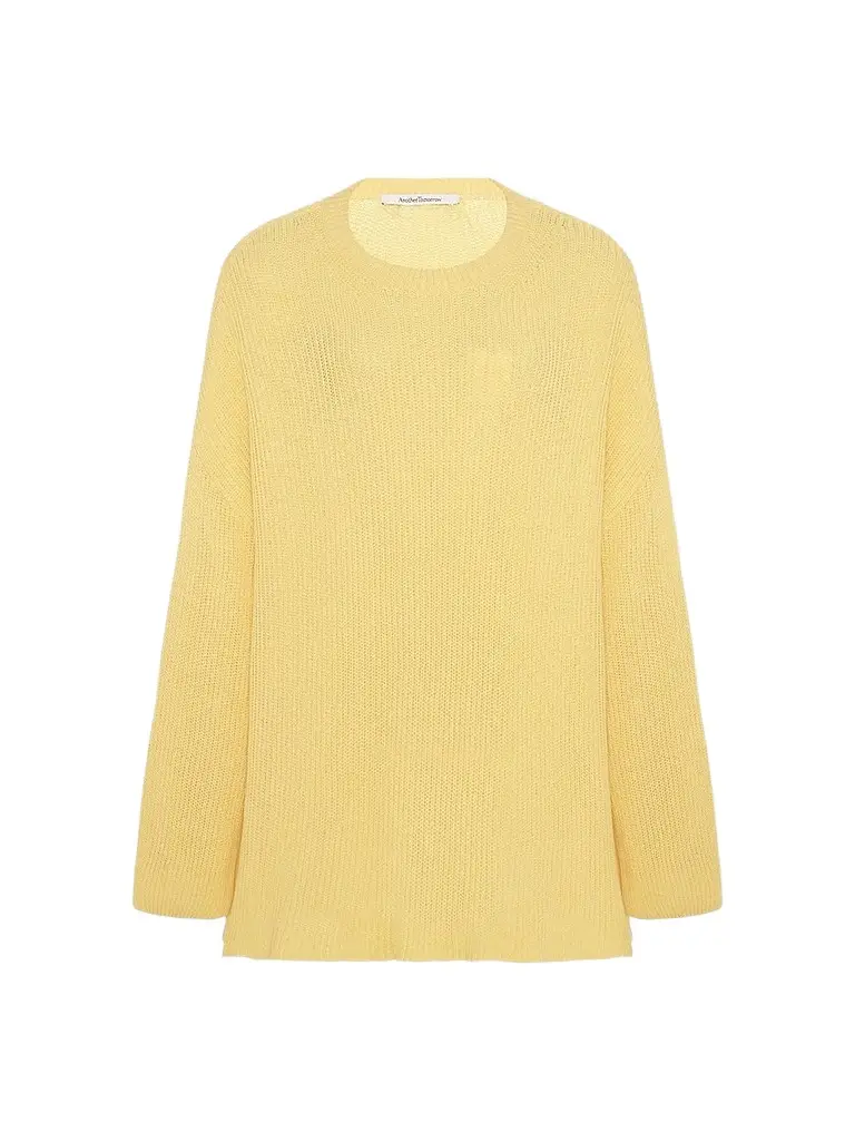 Another Tomorrow Women's Draped Crew Knit - Sun | Image 1 Another Tomorrow Women's Draped Crew Knit - Sun | Image 1