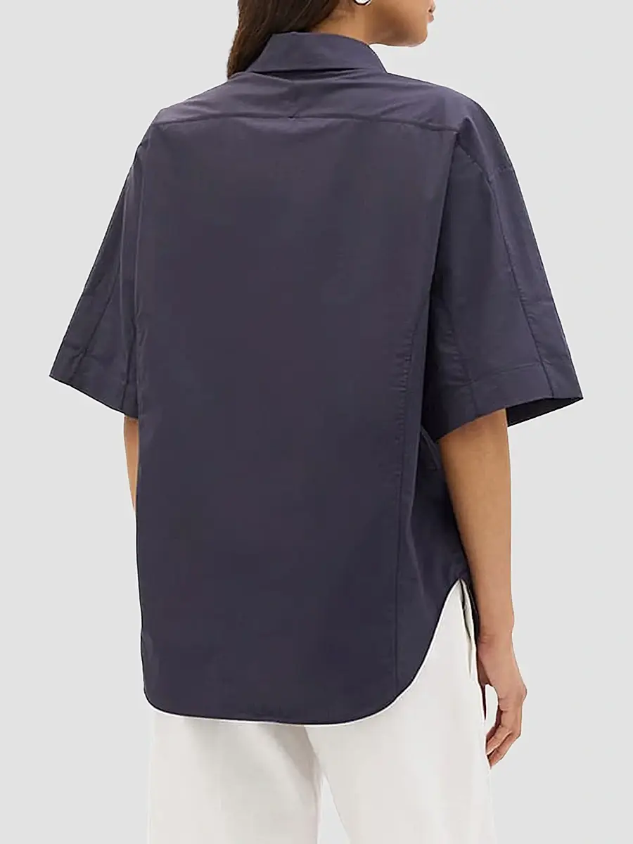 Another Tomorrow Women's Poplin Short Sleeve Shirt | Thumbnail 4 Another Tomorrow Women's Poplin Short Sleeve Shirt | Thumbnail 4
