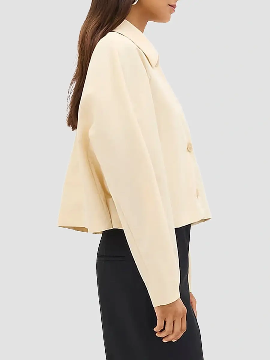Another Tomorrow Women's Short Balmacaan Jacket | Thumbnail 3 Another Tomorrow Women's Short Balmacaan Jacket | Thumbnail 3