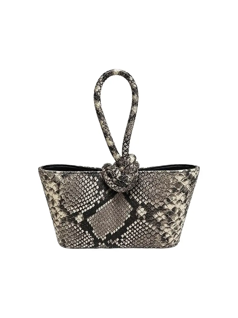 Ahikoza Women's The Senna Midi Snake-Embossed Printed Leather Top Handle Bag - Black And White | Image 1 Ahikoza Women's The Senna Midi Snake-Embossed Printed Leather Top Handle Bag - Black And White | Image 1