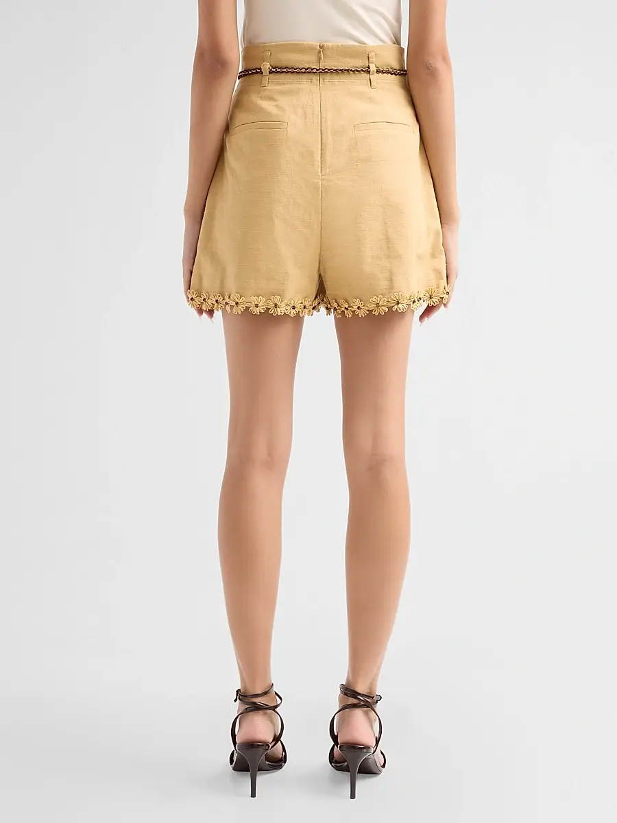 Zimmermann Women's Mahon Flower Trim Shorts | Thumbnail 3