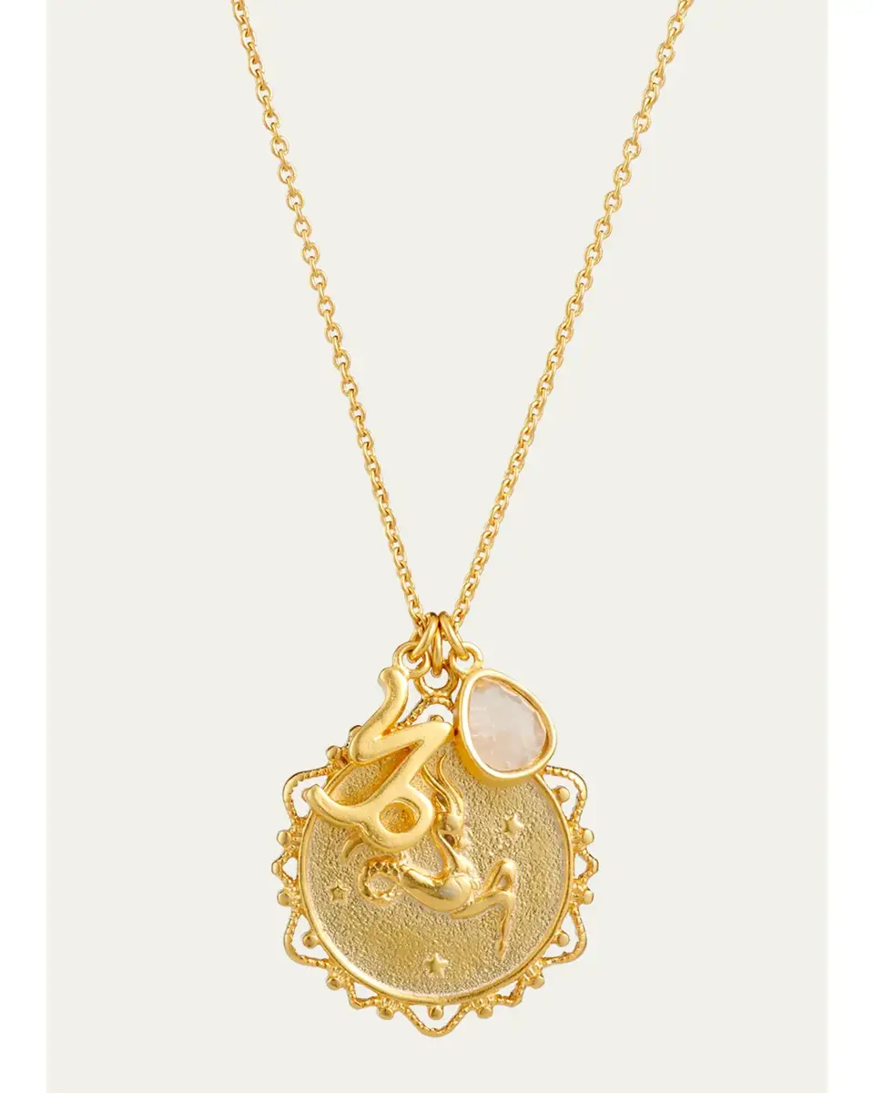 Tai Zodiac Charm Necklace w/ Moonstone | Image 1 Tai Zodiac Charm Necklace w/ Moonstone | Image 1