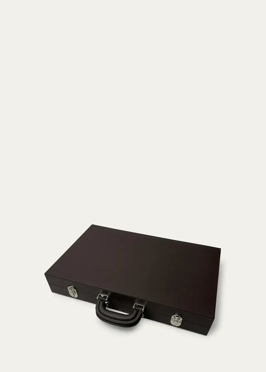 Renzo Romagnoli Large Leather Backgammon Set with Handles | Thumbnail 2