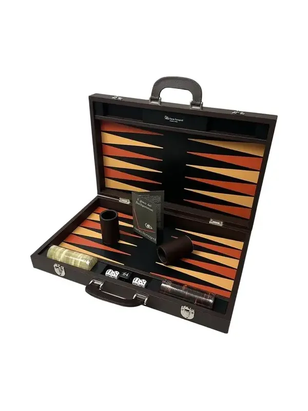 Renzo Romagnoli Large Leather Backgammon Set with Handles
