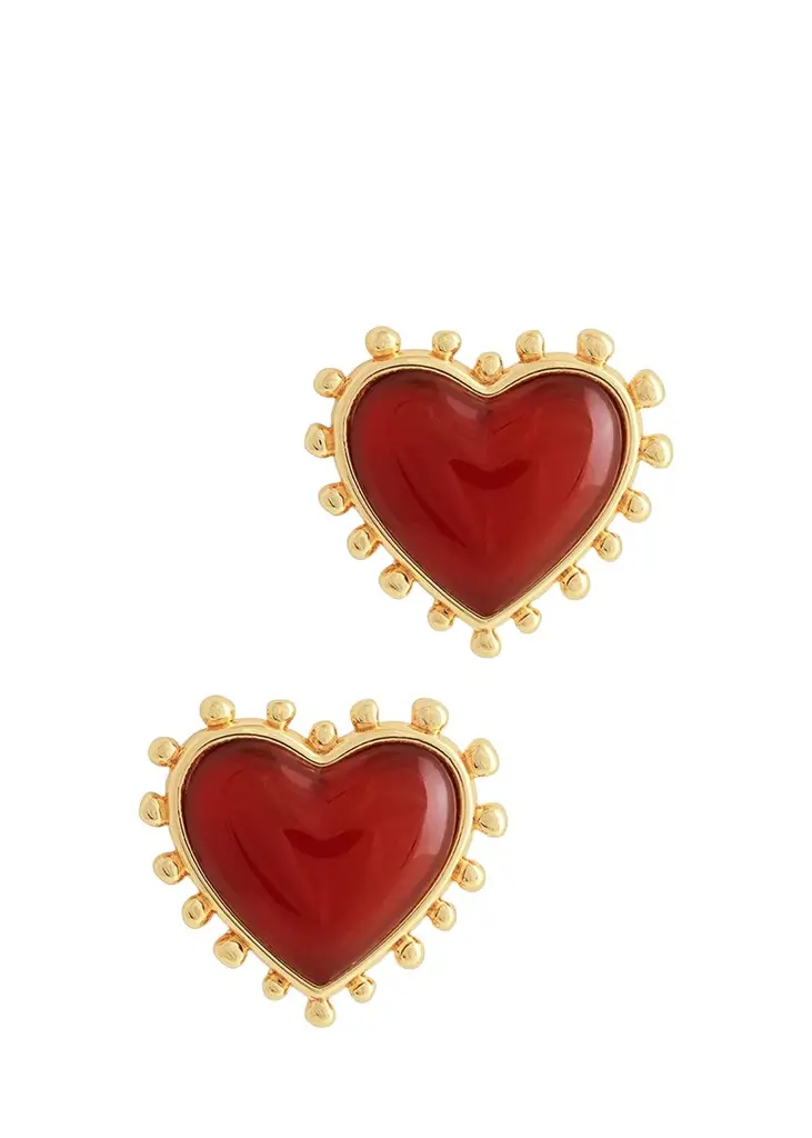Anabel Aram Jewelry Heart Stone Stud Earrings | Image 1 Anabel Aram Jewelry Heart Stone Stud Earrings | Image 1