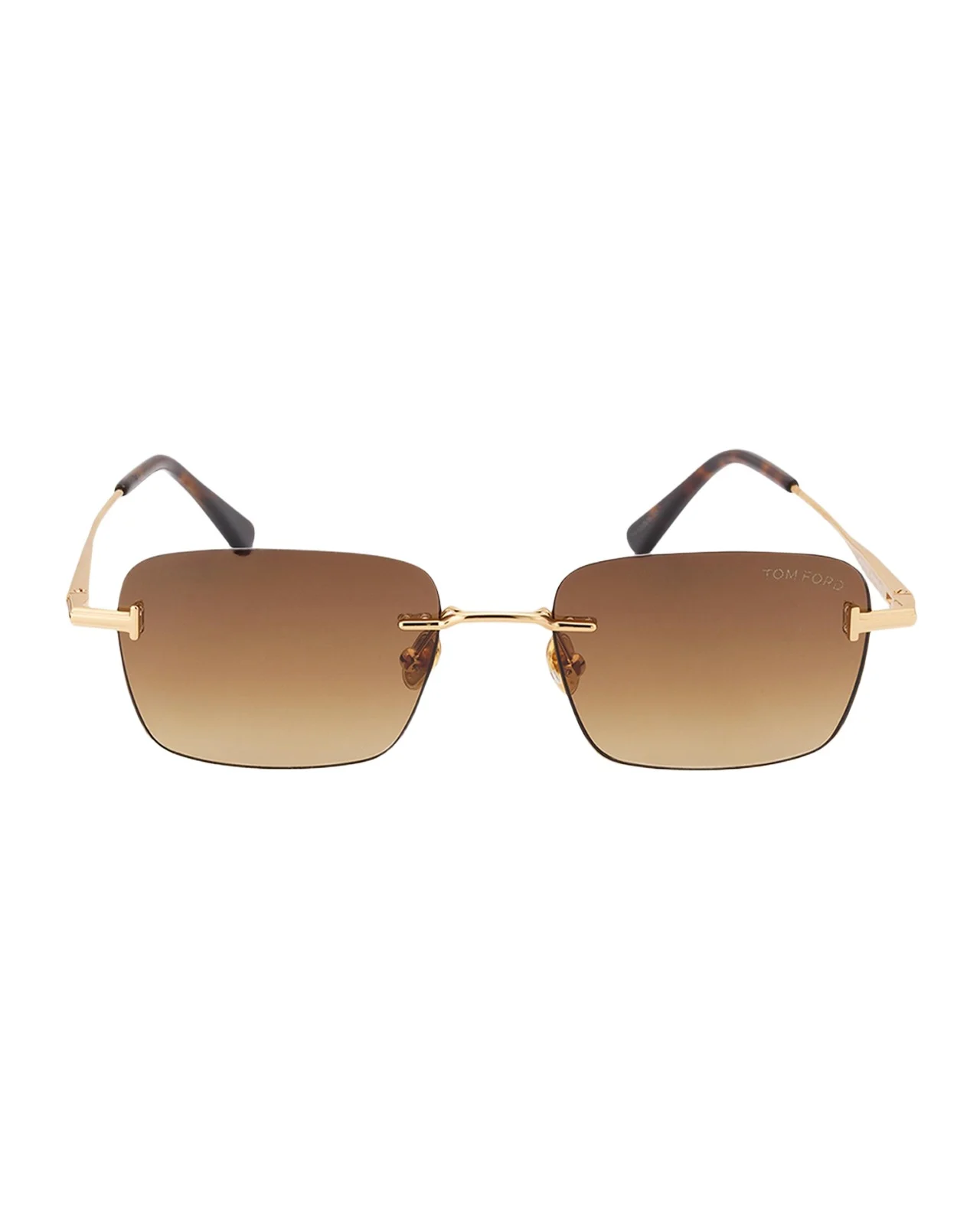Tom Ford Men's Jake Rimless Rectangular Metal Sunglasses