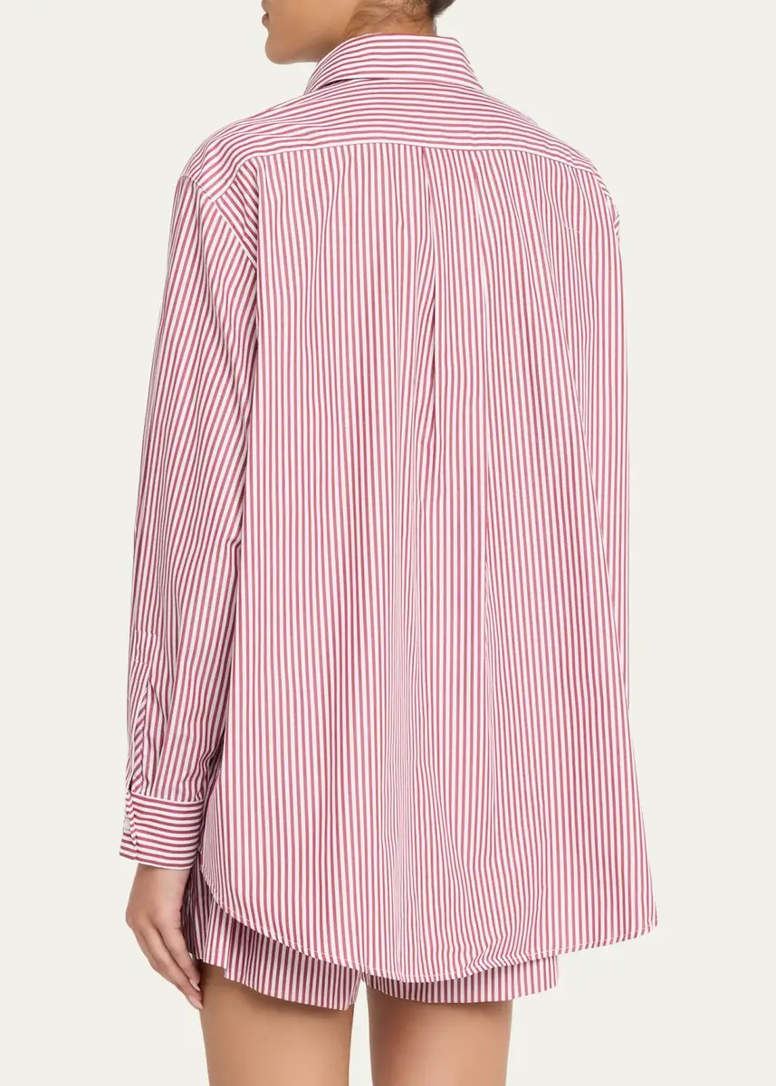 House of Dagmar Asymmetric Striped Cotton Poplin Shirt | Thumbnail 3 House of Dagmar Asymmetric Striped Cotton Poplin Shirt | Thumbnail 3