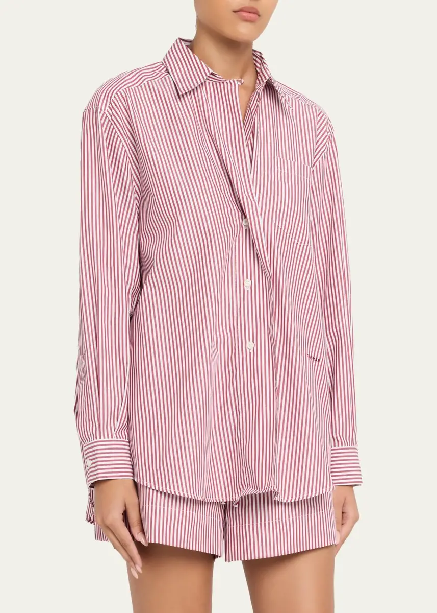 House of Dagmar Asymmetric Striped Cotton Poplin Shirt | Thumbnail 4 House of Dagmar Asymmetric Striped Cotton Poplin Shirt | Thumbnail 4