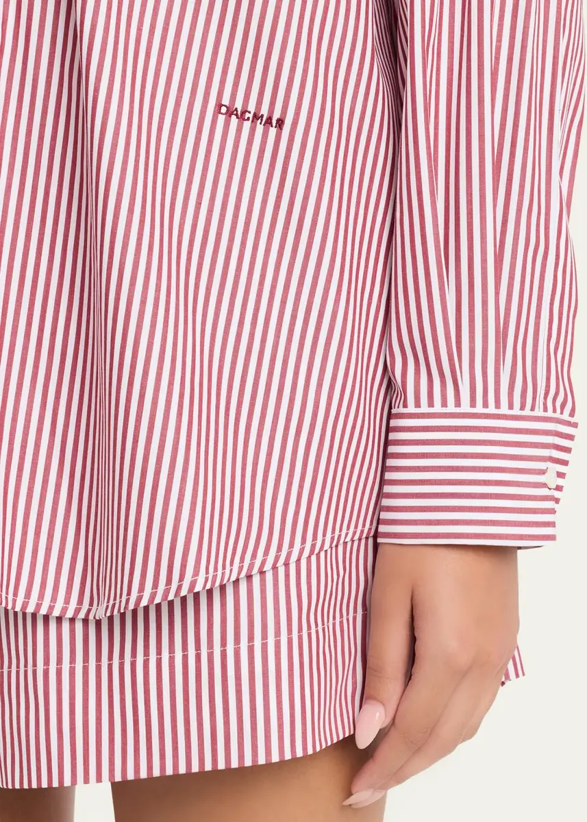 House of Dagmar Asymmetric Striped Cotton Poplin Shirt | Thumbnail 5 House of Dagmar Asymmetric Striped Cotton Poplin Shirt | Thumbnail 5