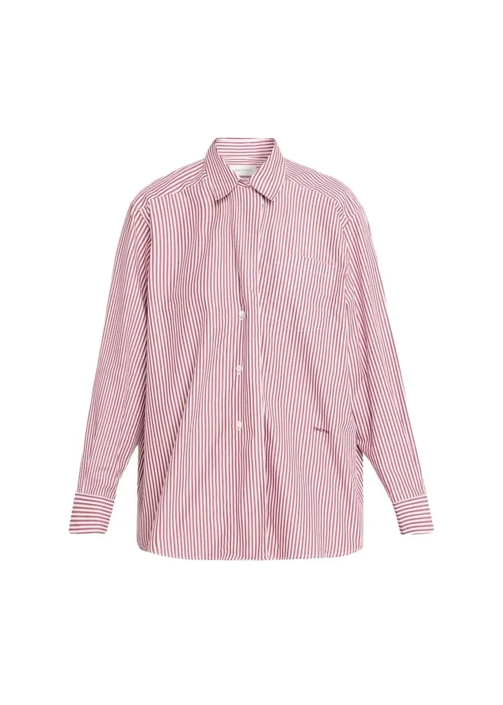 House of Dagmar Asymmetric Striped Cotton Poplin Shirt