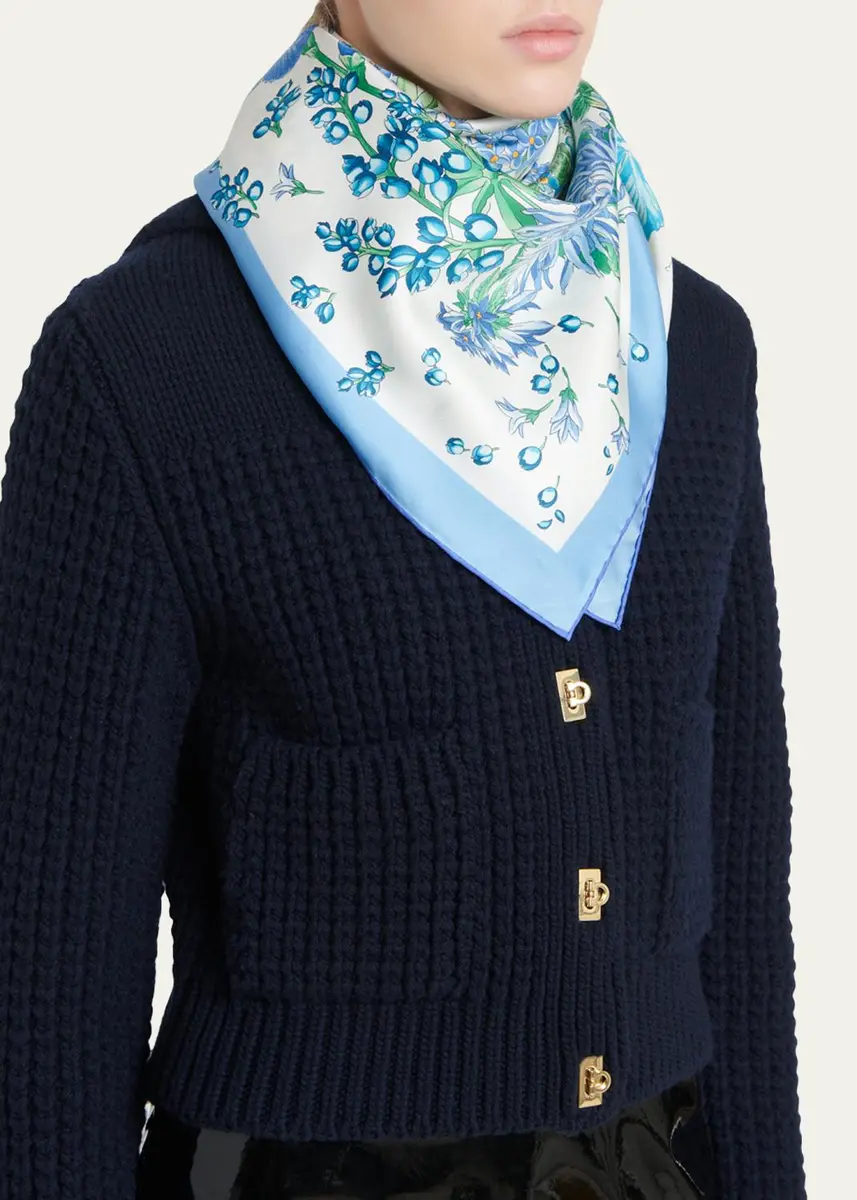 Ferragamo Spring-Print Silk Scarf | Thumbnail 3 Ferragamo Spring-Print Silk Scarf | Thumbnail 3