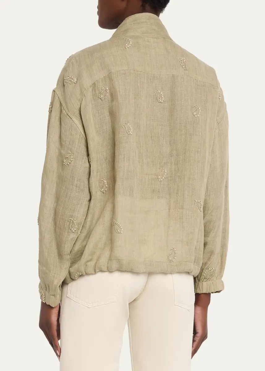 Kartik Research Kaza Paisley-Embroidered Linen Jacket | Thumbnail 3 Kartik Research Kaza Paisley-Embroidered Linen Jacket | Thumbnail 3